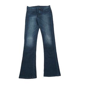 Jeans Calvin Klein Women 6 Size 28 Distressed Stretch Dark Blue Boot Cut 30 Leg